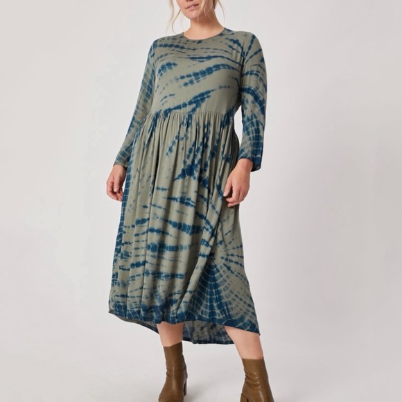 Dolan Tie Dye Long Sleeve Midi Dress Gray Blue Viscose XS - Picture 4 of 8